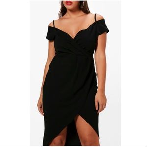 Ellie Open Shoulder Wrap Bodycon Dress
